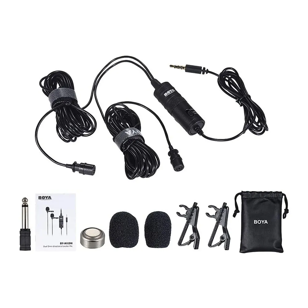 BOYA BY-M1DM Dual Omni Lavalier Microphone (2-Person Kit)